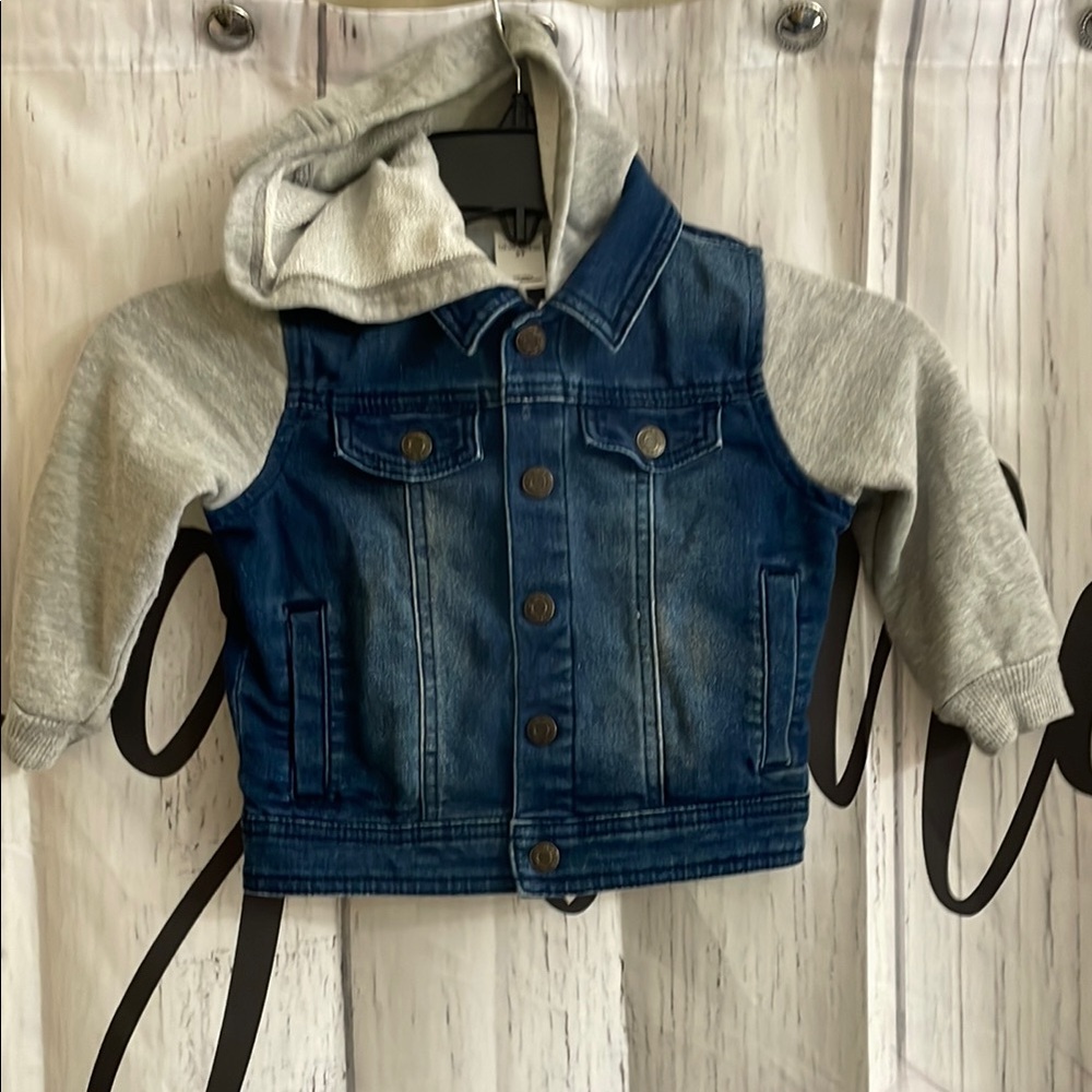 Kids Denim and Gray Hooded Jacket